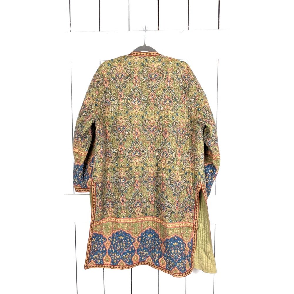 Vintage green floral print reversible quilted jacket cardigan - Picture 7 of 7